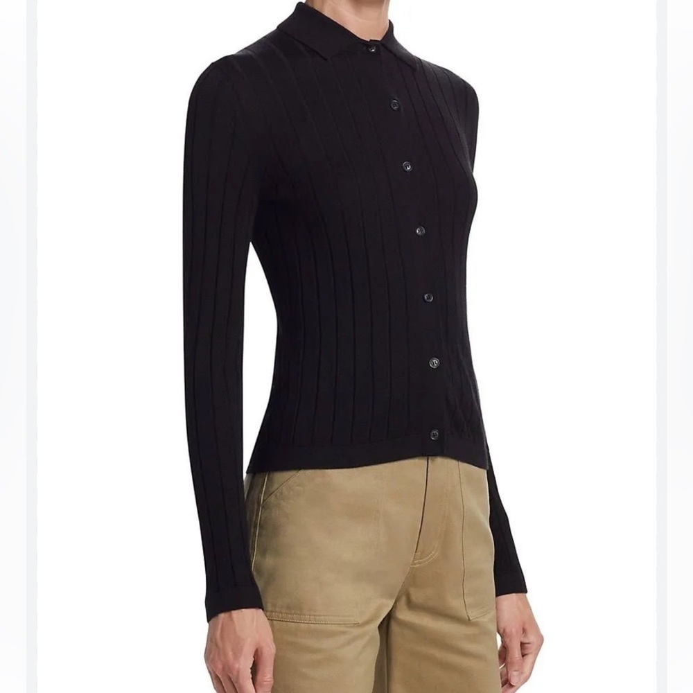 Nili Lotan Black Ribbed Cardigan